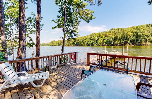 Dog-friendly, lakefront home w/a private dock, furnished deck, & free WiFi