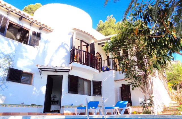 Dreamy chalet under palm trees, sea view, private pool, near bay