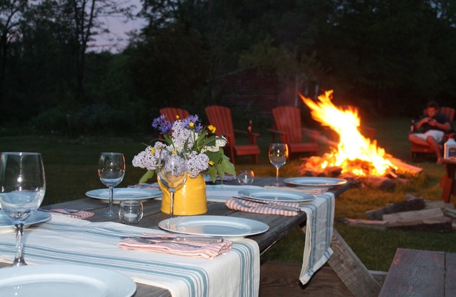 Enjoy cool evenings by the outdoor fire with an unlimited view of the stars.