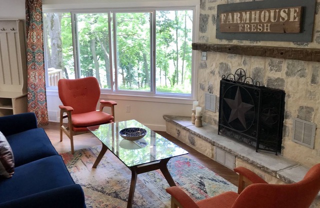 Entire house with lake view on private road in rural setting