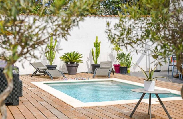 Exceptionally beautiful vacation home with sunny terrace and pretty outdoor pool.