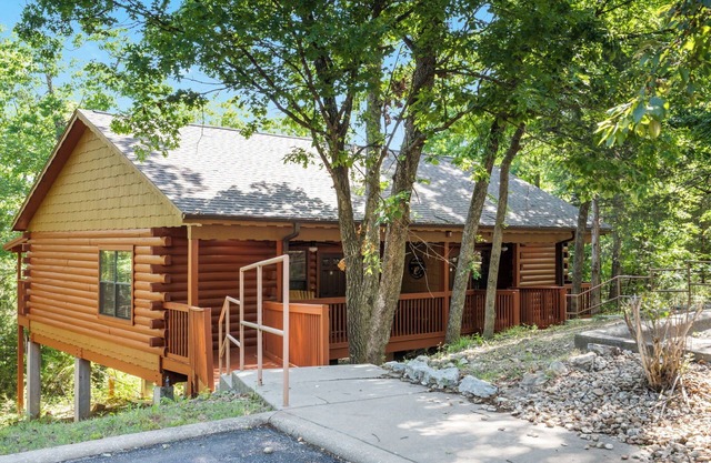 Fishing Themed Retreat for Two - King Bed Cabin with Fireplace & Jacuzzi Tub