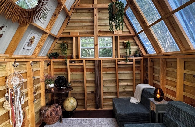 Grass Campers whimsical 1 room Glamping Forest Hideaway Sugar Shanty near WEC