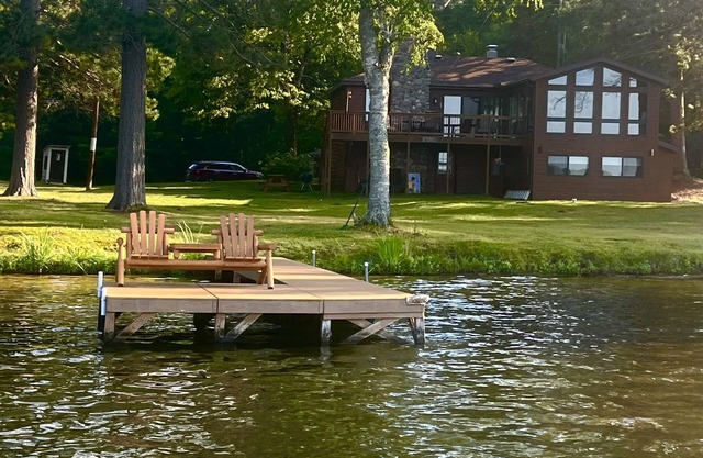 Great lake home with 203 feet of private frontage.