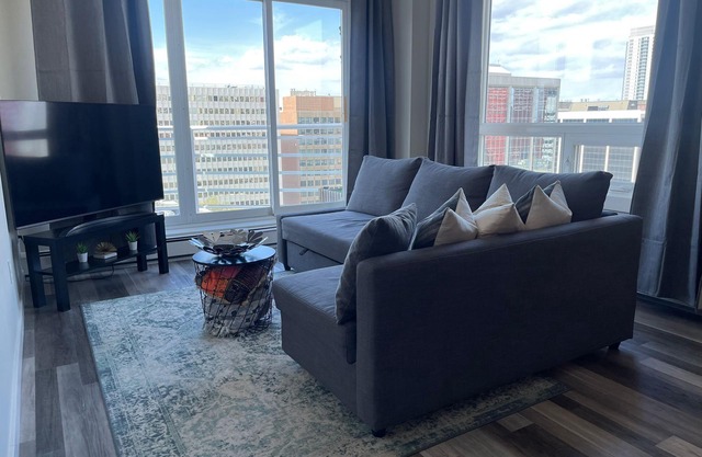 Ice District 1-bedroom condo with fitness room and AC in Edmonton