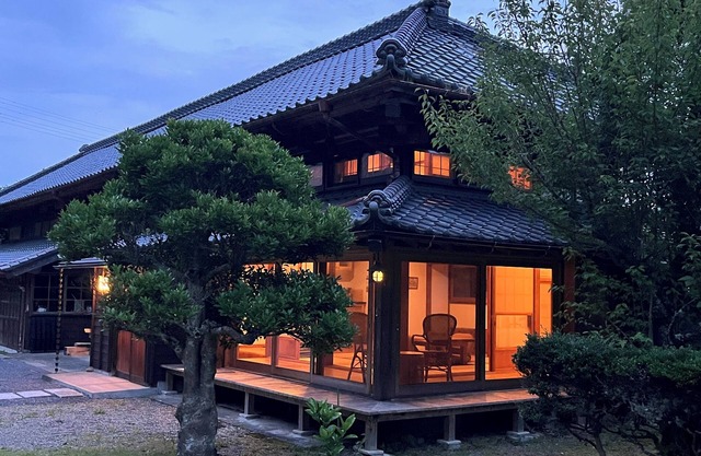 Kagetsuan main house is a retreat surrounded by rice fields and bamboo groves.