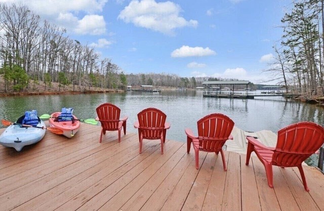 Lake toys with calm deep water dock near the widest part of the lake