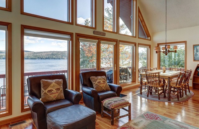 Lakefront house with private dock & beach, rec room, great views