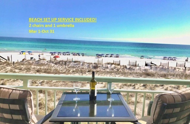 Lovely beach-front condo with free beach setup.