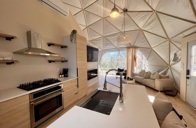 Luxe Outdoor Movie Theater Hot Tub Glamping Dome