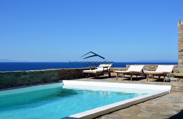 Luxurious stone built villa close to the sea with a pool, in Melissaki, Kea.