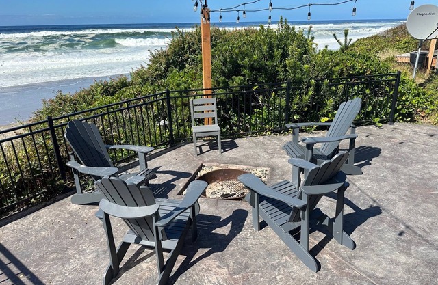 Luxury beachfront property with amazing views, hot tub and steps to the beach.