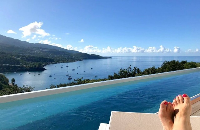 Luxury villa, view of Malendure bay, Cousteau reserve and salt pool