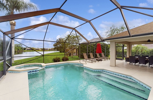 Luxury waterfront home with private pool, hot tub, patio and WIFI