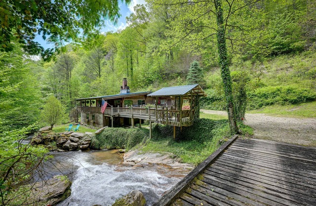 Magical Smoky Mountain Cabin Rental w/Waterfall!