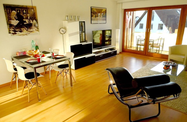 Modern 2 room apartment with balcony and lake and mountain view as well as internet/WiFi