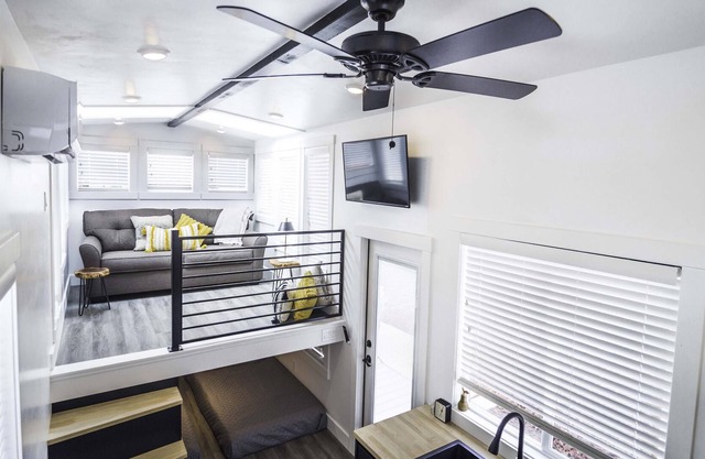 Modern tiny home with private BBQ and deck