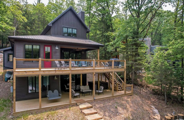New Construction Lakefront Home with Private Dock, Fire Pit, Hot Tub