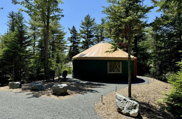 New luxurious 24’ yurt located in Bar Harbor, Maine with access to Northeast Creek