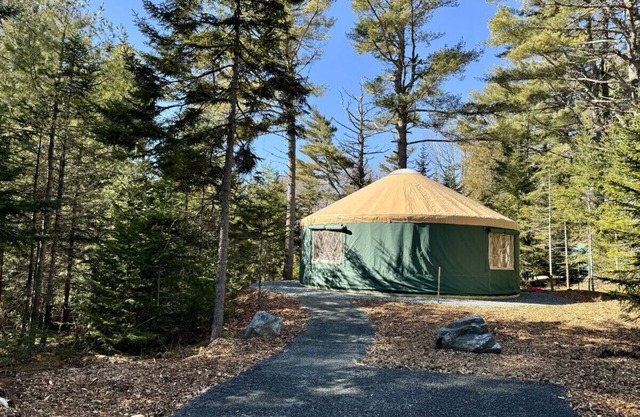 New luxurious 24’ yurt located in Bar Harbor, Maine with access to Northeast Creek