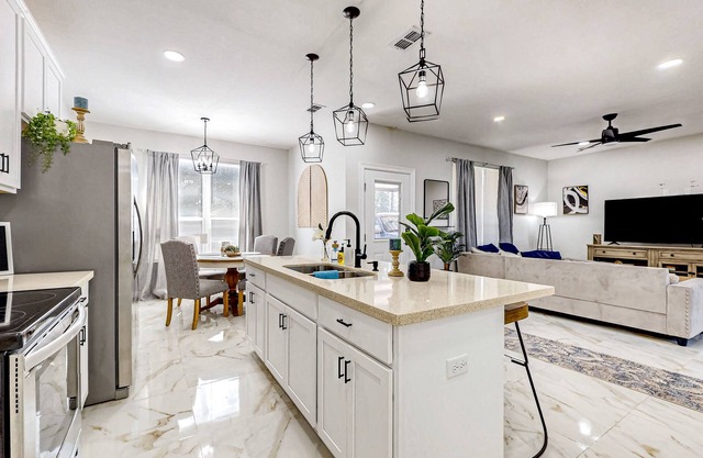 New two-story dog-friendly home with sunny patio, streaming, washer/dryer, & AC