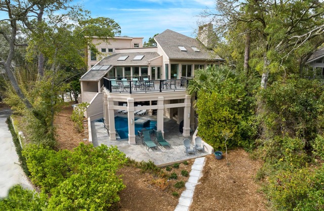 Oceanside Four Bedroom Sea Pines Home with a Private Pool & Beach Boardwalk!