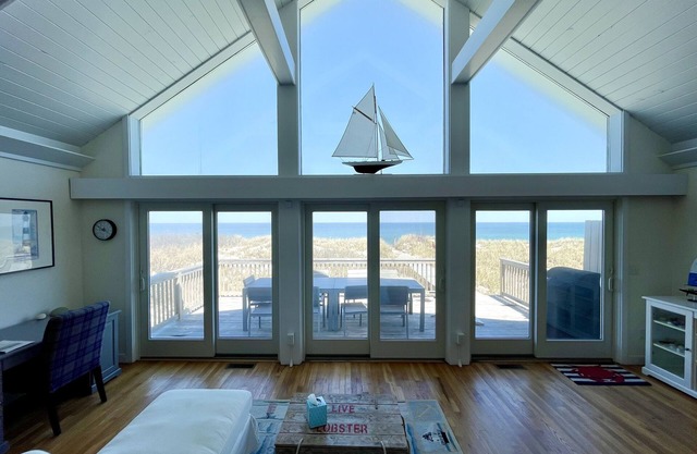 On a Private Beach Waterfront Home with Central A/C on Cape Cod Bay