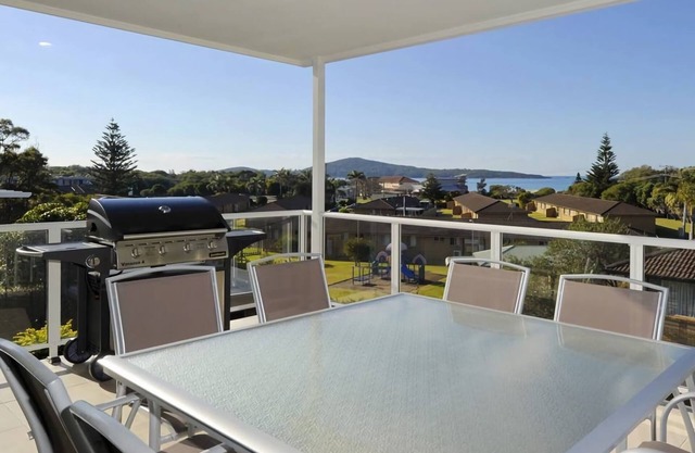Overlooking pristine waters of Fingal Bay Beach