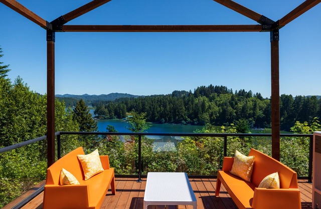 Overlooking the water