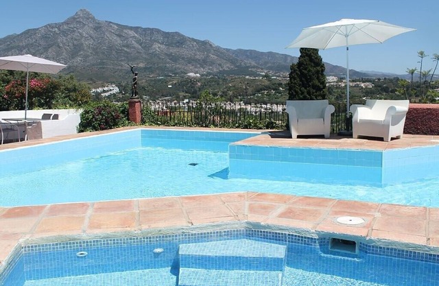 Puerto Banus studio, sea views, pool and outdoor heated jacuzzi in the winter.