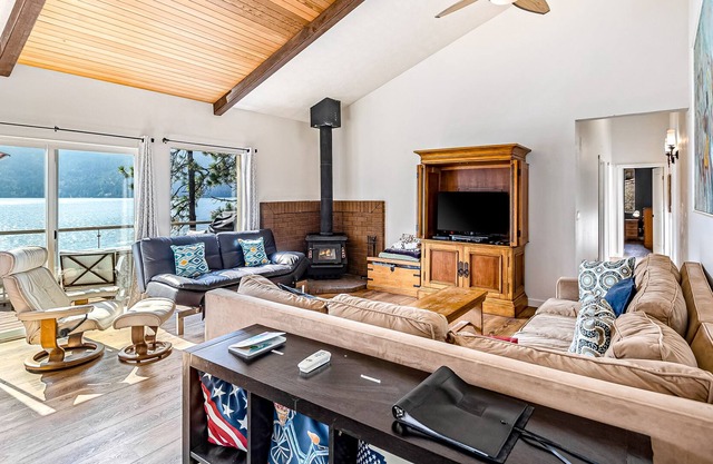 Recently Renovated Lakefront House with Dock, Boat Slip, Firepit, & Great Views