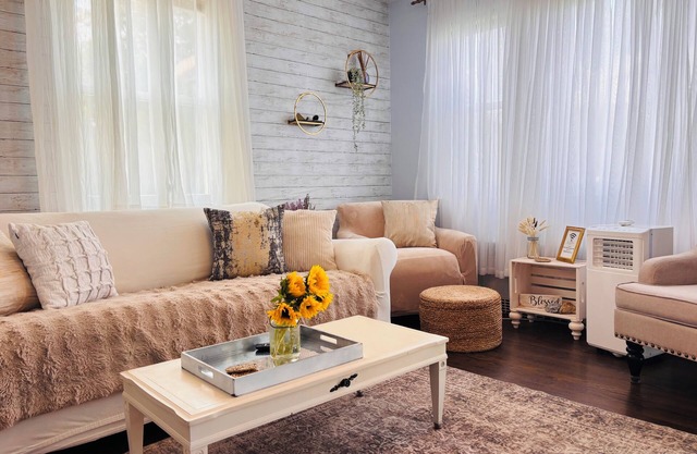 Relax in Style~Spacious 2BR w/Porch + Firepit~ Sleeps 7 ~ Free Wifi and Parking