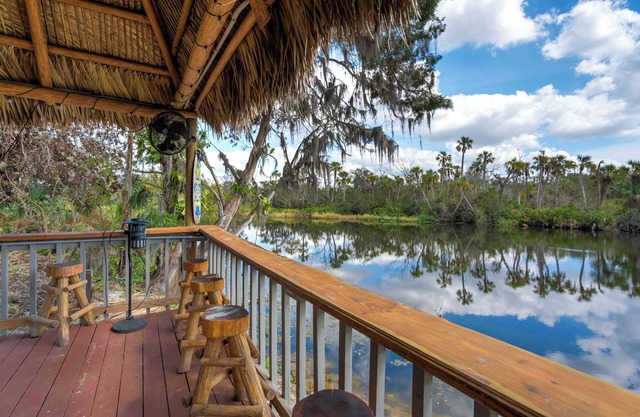 Riverside Hut! Cozy Getaway w/Tiki Hut & Firepit