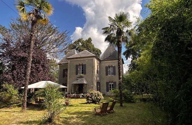 Romantic Château Lestéous with a large park and views of the Pyrenees