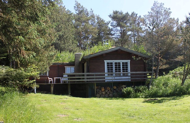 Rustic wooden house in the middle of a beautiful forest