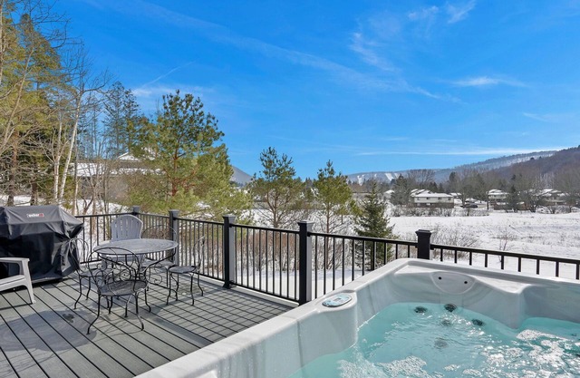 Spacious Chalet , exceptional view, walk to Village, Hot tub , A/C , fire pit