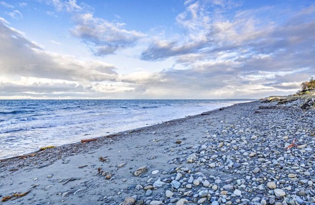 Spacious ocean-view home with forest stream, hot tub, & private community beach!