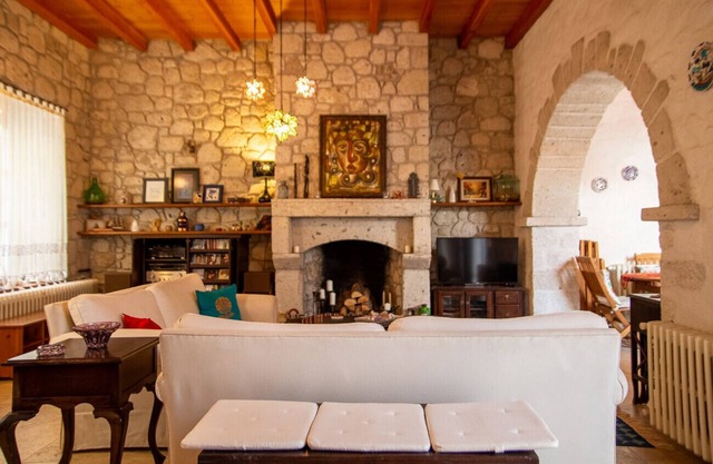 Stonehouse with Backyard and Fireplace in Alacati