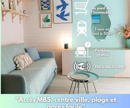Studio 50m tram parking gratuit 13min gare