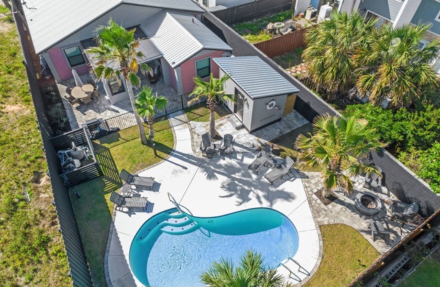 Stunning Beach House 1/2 block from Beach, Huge Heated Private Pool and Firepit