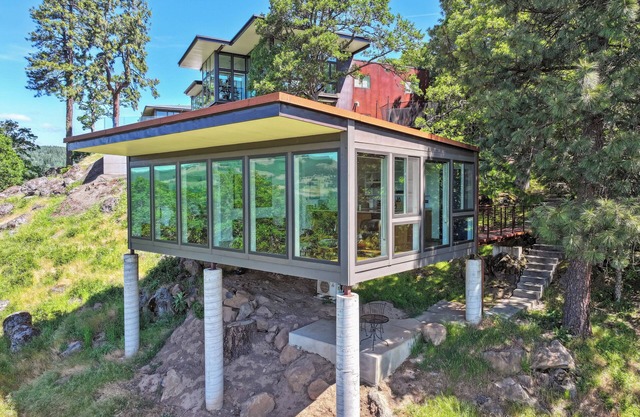 Stunning views from our modern guest house of Mt Hood, the Gorge, and Hood River
