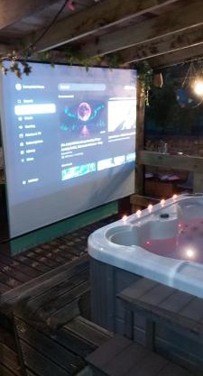 The Cabin With Hot Tub Projector, Netflix YouTube etc