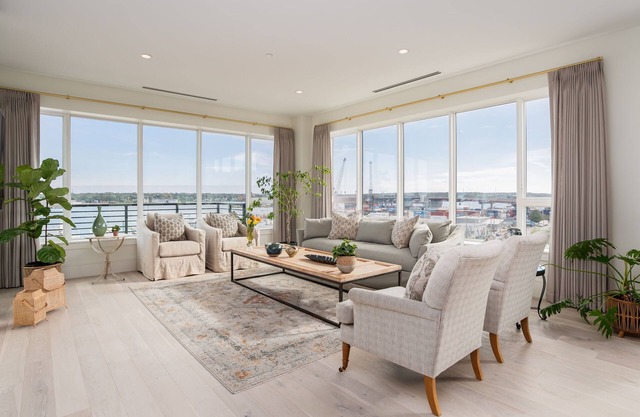 TOP-FLOOR PENTHOUSE at Hobson's Landing. Sweeping views of Portland's Harbor.