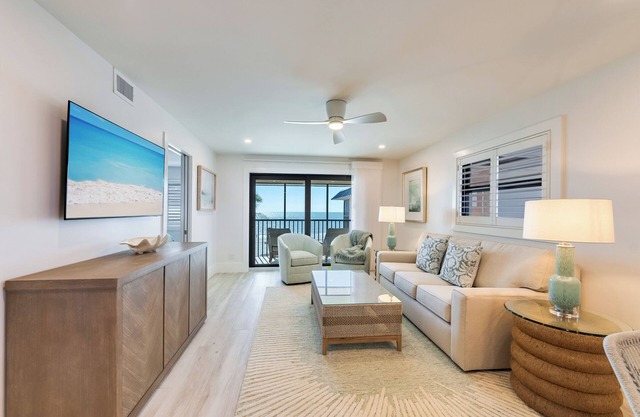 Top floor two-bedroom corner perfect for spectacular beach views.