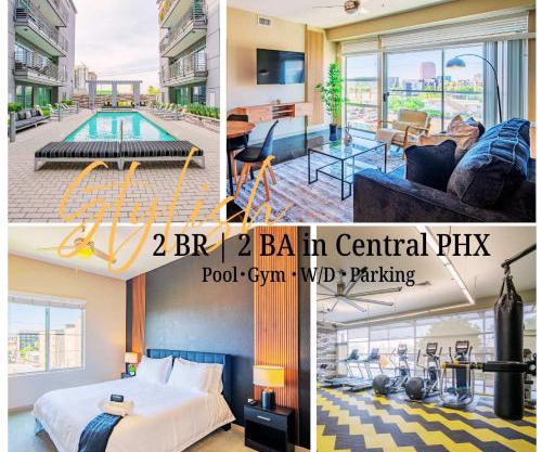 Upscale 2BRDowntown Apartment Balcony & Amenities