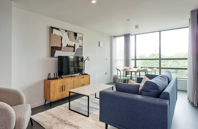 Upscale two-bedroom home in a Brutalist Setting