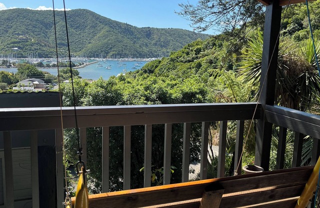 Views over Waikawa Marina & situated next to native bush