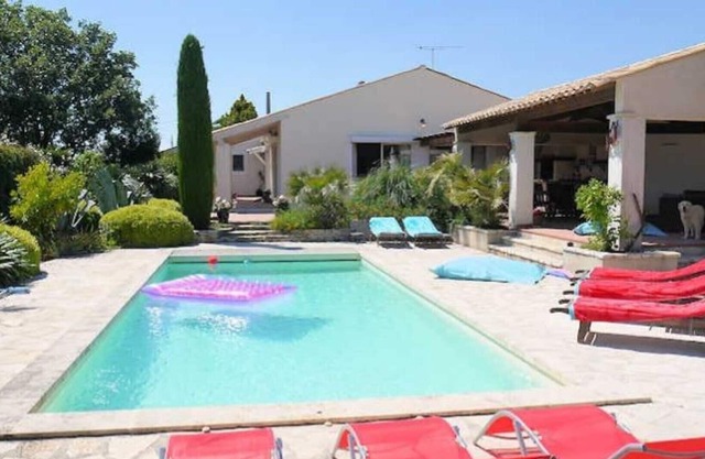 Villa seen from the Chateau - Margon France with private pool