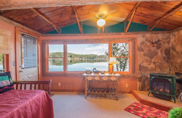 Waterfront 4 Season Cabin on Lake Colby in Saranac Lake furnished in ADK Decor.