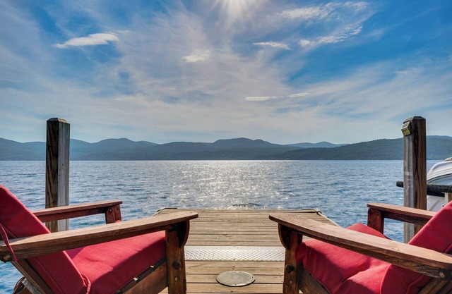 Waterfront Lake George Lodge w/Boat Dock & Deck!